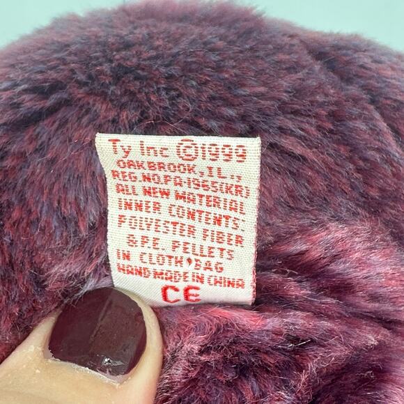 Vintage Ty Beanie Buddies 2000 Signature Bear Embroidered Heart Purple Plush Y2K - Picture 8 of 10